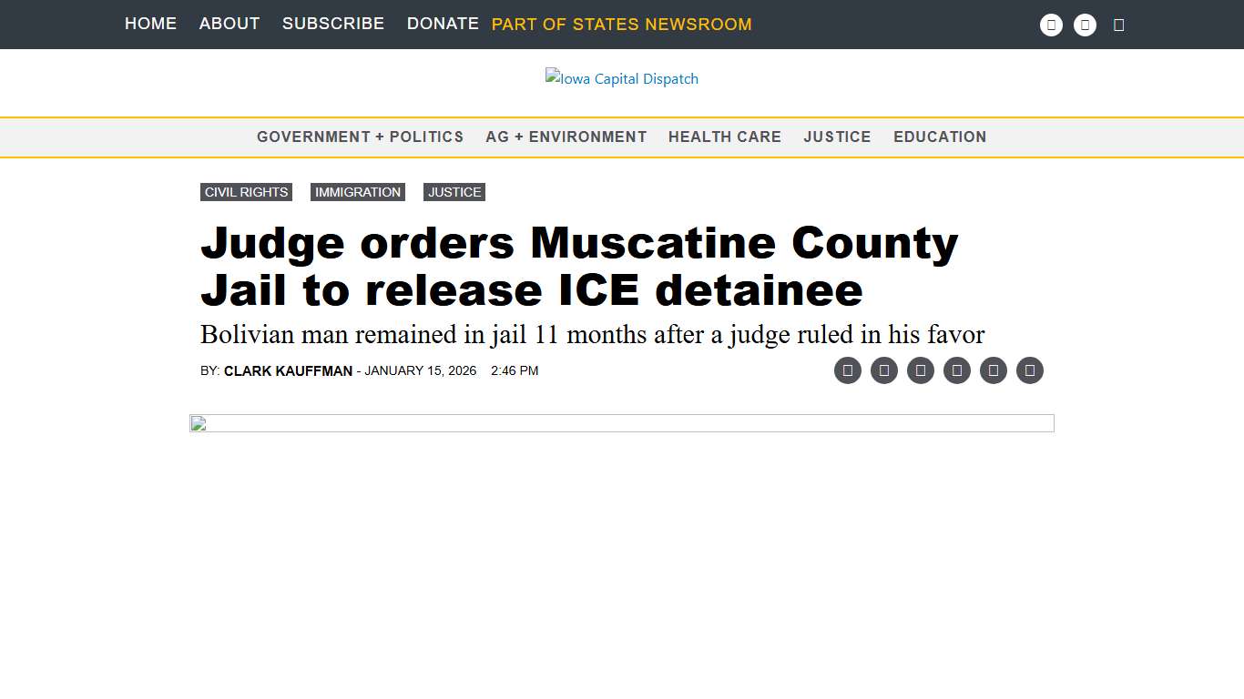 Judge orders Muscatine County Jail to release ICE detainee • Iowa Capital Dispatch